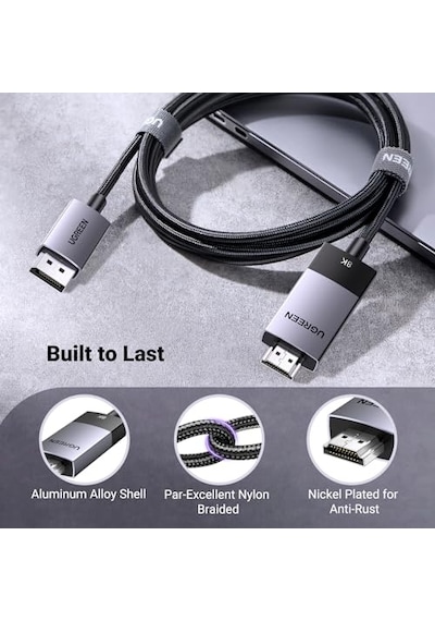 8k 60hz Displayport 1.4 To Hdmı 2.1 Örgülü Kablo, 1m, 80395 Diğer