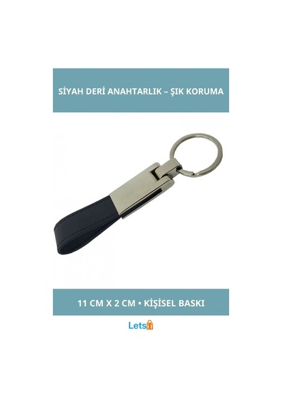 Kaliteli Siyah Deri Metal Anahtarlık 11 Cm Çok Renkli