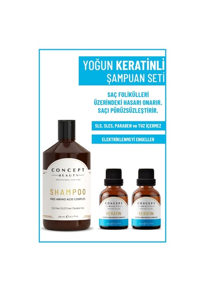 Concept Beauty Keratinli Şampuan 240 ML + Keratin Shot 2 x 20 ML