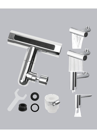 Tasarruflu 4 Fonksiyonlu Musluk Başlığı 360 Derece Dönebilen Ve Su Çok Renkli