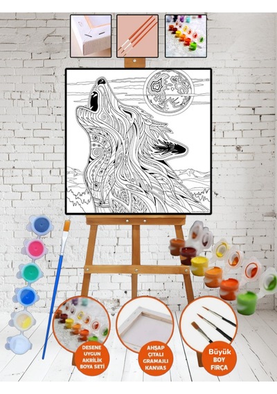 Kanvas Mandala Kurt Boyama 25x35 Tuval Boya Seti Çocuk Hobi