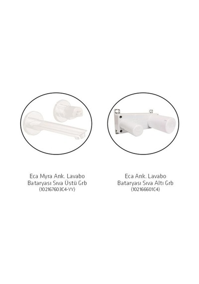 Eca Myra Ankastre Lavabo Bataryası Set Mat Beyaz 102167603C4-YY + 102166601C4