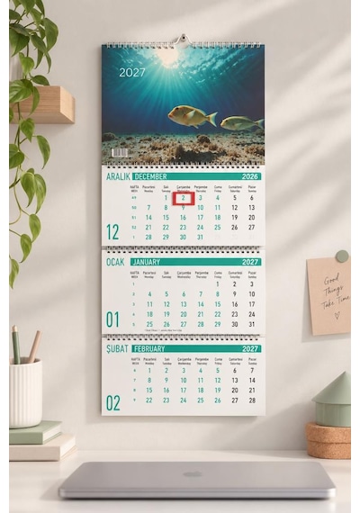 Lizy 2027 Sualtıtemalı Gemici Takvimi Spiralli 33x24 Cm Tasarım-1
