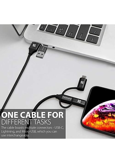 Promate Şarj Kablosu 6 Sı 1 Aradaçoklu Uçlu Universal Lightning Usb Type-c Micro Usb/promate Pentapower.black