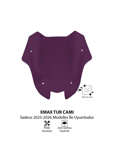 Yamaha Xmax Uyumlu Sport Tur Camı 2025-2026 Mor