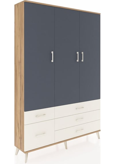 Arges Dolap 5 Raflı 5 Çekmeceli Tek Askılı 132x30x195 Çam-ant... Çam
