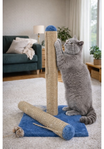 Lacivert Kedi Tırmalama Tahtası Yedek Borulu-42cm