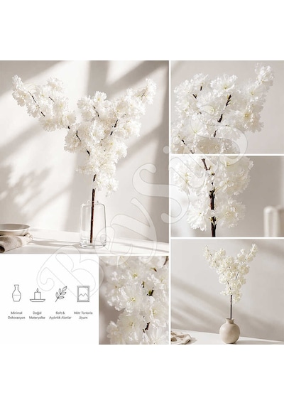 Yapay Çiçek Bahar Dalı 90 Cm Beyaz