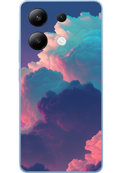 Redmi Note 13 4g Uyumlu Renkli Doğal Bulutlar Baskılı Silikon Kılıf