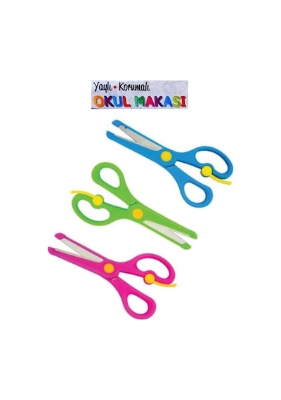 Nistabolje 2 Adet Çocuk Makası Küt Uçlu Yaylı Plastik Korumalı Okul Makası