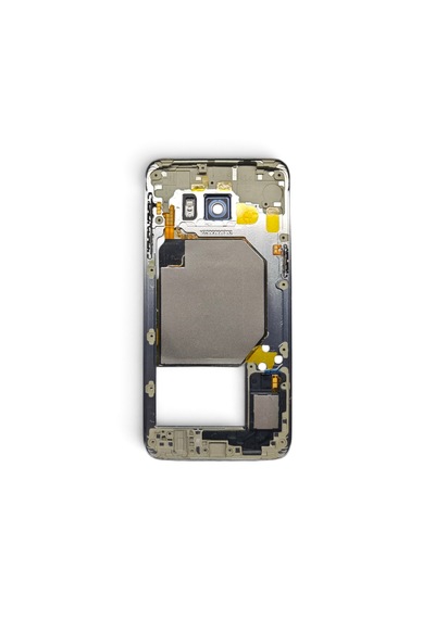 G928 Orta Kasa Galaxy S6 Edge Plus Uyumlu Siyah Renk Orta Kasa Çerçeve + Ses Açma On Off Tuş Plastik Kamera Camı Ve Hoparlör Koyu Gri Gri - Siyah