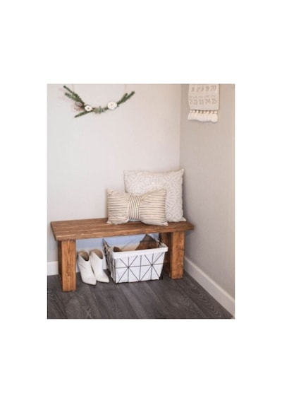 Masif Ahşap Bank & Bench Kapı Önü Antre Hol Dekoratif Oturak 120x30x H:40 Cm Ceviz