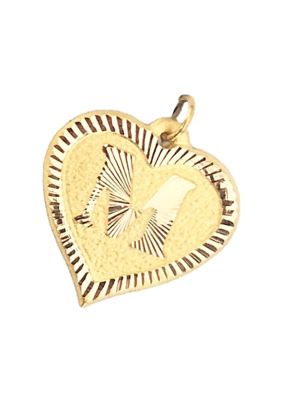 0.25 Gram 14 Ayar M Harfi Kalp Kolye Ucu