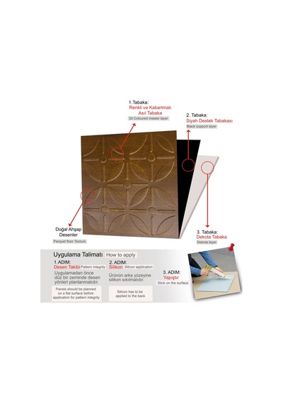 3 Boyutlu Duvar Paneli Kabartmalı Geometrik Yuvarlak Desen Pvc 41x41 Cm/ 6 Adet /1 M² Altın Meşe
