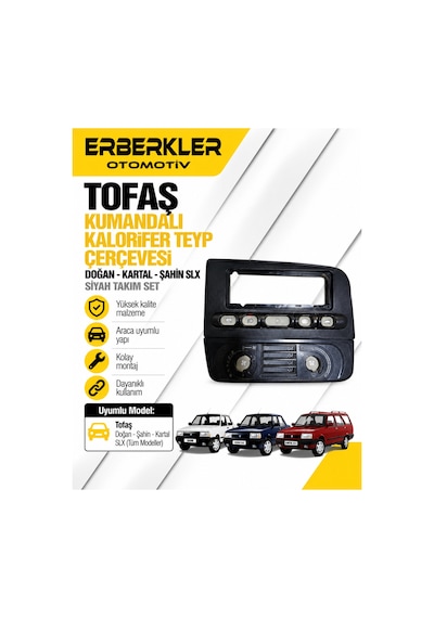 Siyah Tofaş Slx Doğan Kartal Şahin Kumandalı Kalorifer Teyp Çerçevesi Takım Set - Erb1989
