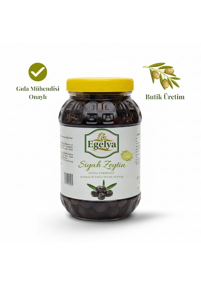 Egelya Gemlik Yağlı Siyah Sele Zeytin 1 Kg Doğal Fermantasyon, Katkısız, Dengeli Tuzlu