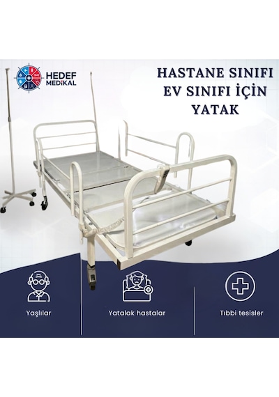 2 Motorlu Ekonomik Hasta Karyolası Elektrikli Kumandalı Sırt Ve Diz Ayarlı Ev Tipi Medikal Bakım Yatağı