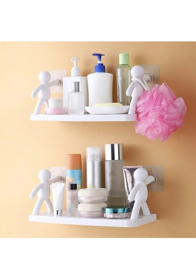 Pratik Banyo Mutfak Rafı Yapıştırmalı Etejer Yapışkanlı Raf Banyo Etejeri 34 X 12 Cm Diğer