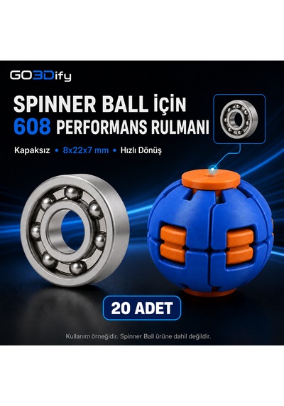 608 Kapaksız Hızlı Dönen Performans Rulmanı 8x22x7 Mm Spinner Ball Ve Hobi Uyumlu 20 Adet Adet / 20 Adet