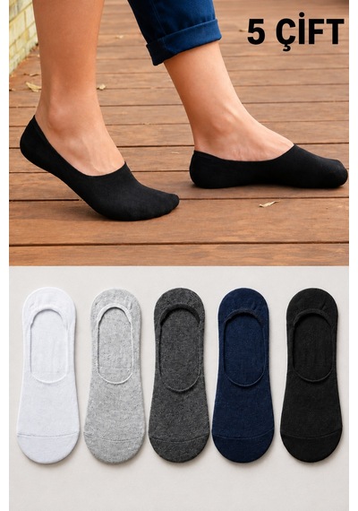 Worthy Socks 5'li Erkekbabet Görünmez Çorap Seti 5 Çift Renkli