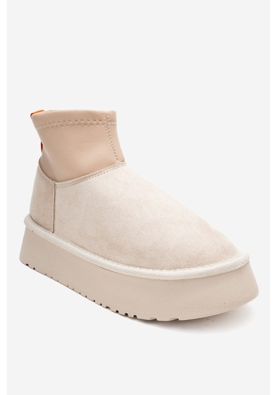 Luvishoes Luvi Shoes Ovar Bej Süet Scuba Platform Tabanlı Kadın Bot Bej
