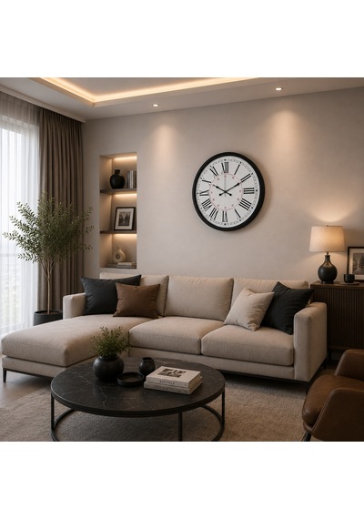 Premium Siyah Roma 52 X 52 Cm Duvar Saati