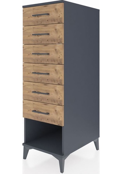 Kronos Dolap 6 Çekmeceli 44x59x134 Antrasit-çam Antrasit