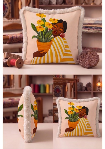 Boho Çiçekli Kadın Figürlü Saçaklı Yastık Kılıfı-sanatsal Floral Pudra Vizon Püsküllü Kırlent Kılıfı Kadim Lagün Saten Boho Çiçekli Kadın Figürlü Saçaklı Yastık Kılıfı-sanatsal Floral Pudra Vizon Püsküllü Kırlent Kılıfı Kadim Lagün Saten
