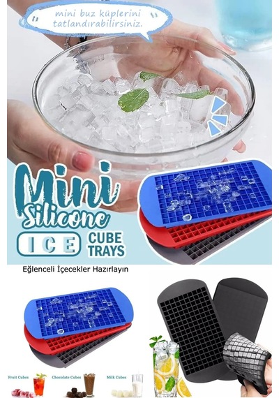 160'lı Mini Küp Şekilli Silikon Buz Kalıbı Buzluk Renkli Silikon Buzluk 1 X 1 Cm Silikon Diğer