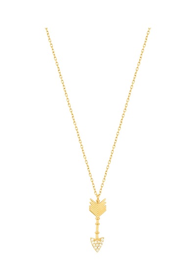 Taşlı Ok Gümüş Kolye Rose Gold