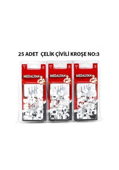 Medalyan Dl-39 Çelik Çivili Kroşe No 3 - 25'li Paket- 12'li Paket Diğer
