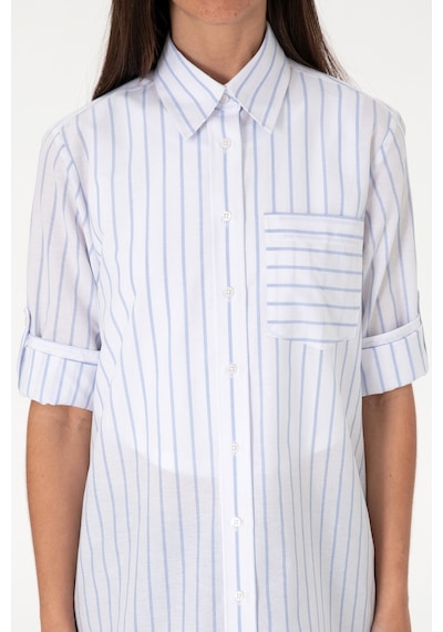 U.S. Polo Assn. Kadın Mavi Çizgili Uzun Kollu Tunik Gömlek 50306471-VR036 U.S. Polo Assn. Kadın Mavi Çizgili Uzun Kollu Tunik Gömlek 50306471-VR036