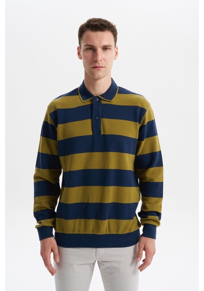 AR-MA Arma Erkek Ribanalı Regular Fit Çizgili %100 Pamuk Ringel Ottoman Kumaş Polo Yaka Düğmeli Sweatshirt K30554952602 İndigo-i1 AR-MA Arma Erkek Ribanalı Regular Fit Çizgili %100 Pamuk Ringel Ottoman Kumaş Polo Yaka Düğmeli Sweatshirt K30554952602 İndigo-i1