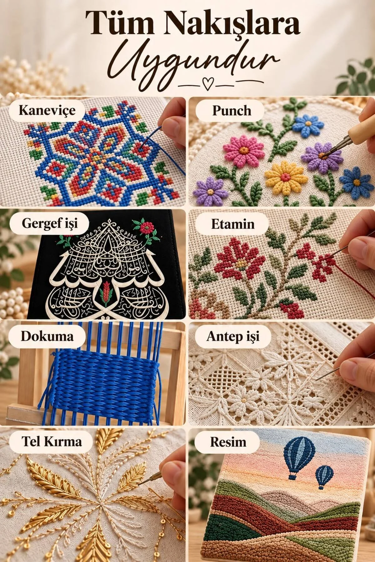 30x30 Cm Kombinasyon Özellikli Punch Ve Tüm Nakışlara Uygun İğneli/telli Ahşap Kasnak Kılıf Hediye 0