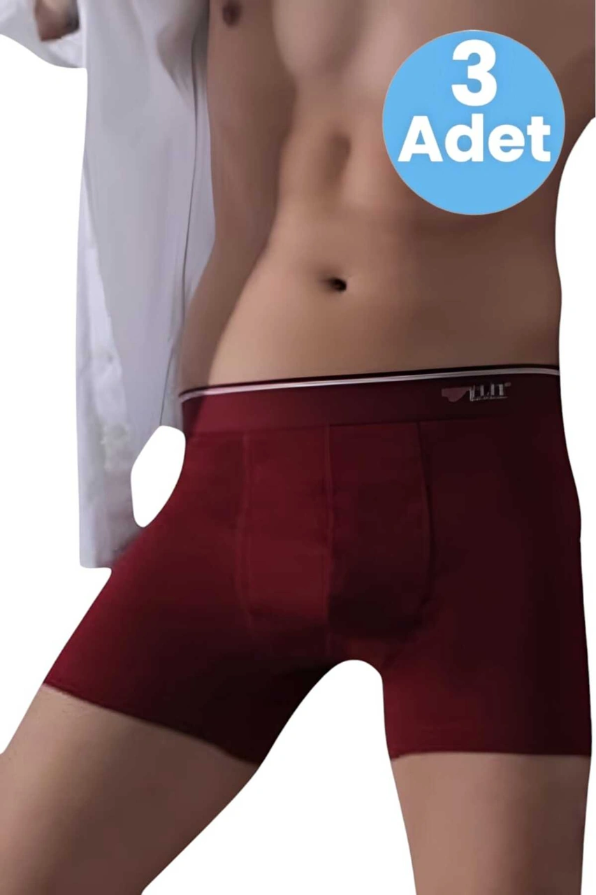 Tezzgelsin Erkek Likralı Pamuklu 3'lü Boxer Bordo