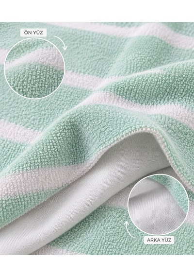 Luess Erkek Çocuk %100 Pamuk Havlu Pijama Takımı Ayıcık Baskılı Uzun Kollu Mint Yeşili Örme