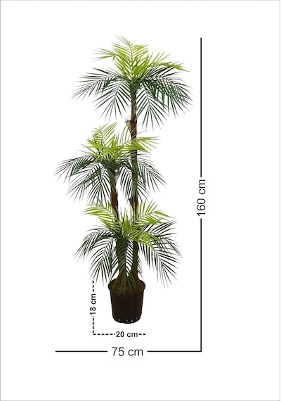 Tunira Home - Areka Yapay Ağaç 3 Gövdeli 3 Başlı 160 Cm Lifli Saksılı 2469 Diğer