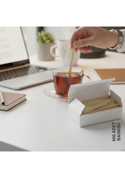 Ahşap Çay Ve Kahve Karıştırıcı 400 Adet - Tek Kullanımlık Doğal Çubuk - Ofis Ve Ev İçin Ekonomik Paket Ahşap - Beyaz