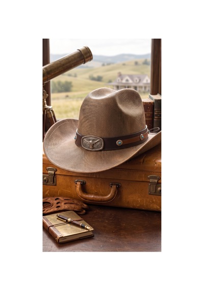 Gigi Luxe Kadın Camel Kovboy Şapkası Boğa Tokalı Deri Bantlı Vintage Western Şapka Kanvas Kahverengi Kahverengi