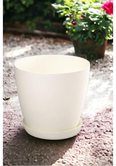 Dekoratif Begonya Saksı 12 Litre Beyaz Beyaz
