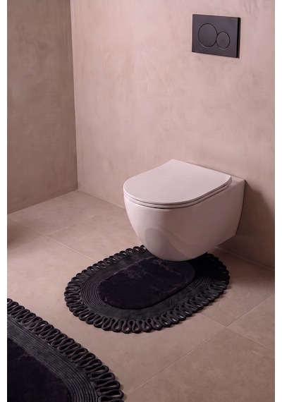 Banyo Paspası Takımı 60x100+40x60 Cm Dış Trikot Siyah & Siyah