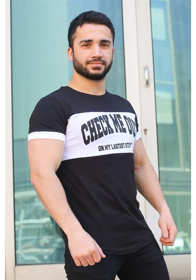Madmext Madmext Baskı Detaylı Siyah Tişört 3013-siyah Siyah