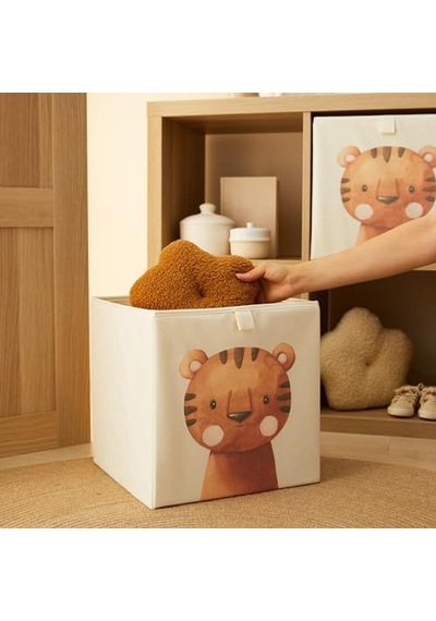 Ocean Home Textile 2&apos Li Çocuk Odası Sevimli Kaplan Kutu Set 33 X 30 X 33 Cm Acı Kahverengi