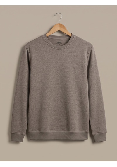 Maccali Erkek Vizon Selanik Bisiklet Yaka Sweatshirt