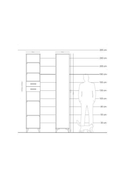 Hyperion Dolap 5 Raflı 2 Çekmeceli 44x44x243 Aytaşı-çam Aytaşı