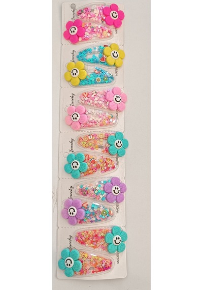 Çiçek Desenli Yıldız Pullu Klips Toka çok renkli