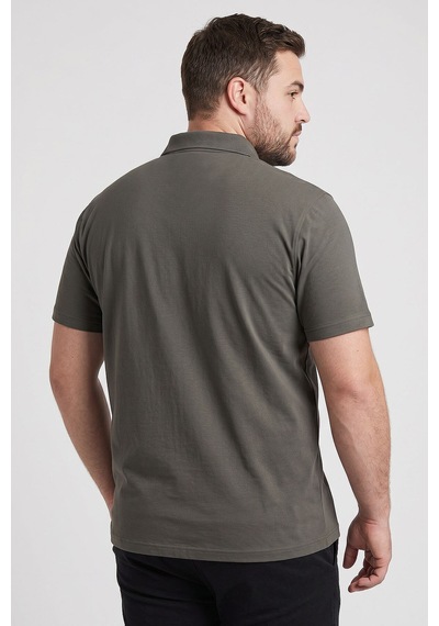 Tommy Life Haki Polo Yaka Büyük Beden Battal Erkek T-shirt - 88511