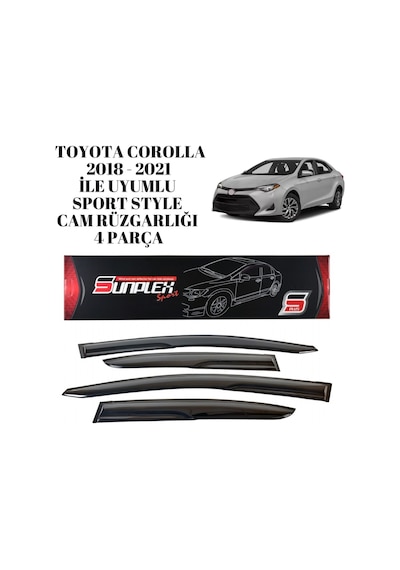 Toyota Corolla 2018 -2019 2020 2021 İle Uyumlu Sport Style Cam Rüzgarlığı 4 Parça Sunplex 1 Adet