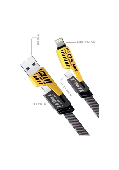 Platoon Pl-8916 Pd 27w Max Hızlı Şarj Kablosu Usb-a Type-c / Lightning 65w Örgülü