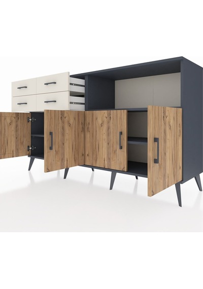 Kronos Konsol 4 Raflı 4 Çekmeceli 4 Kapaklı 176x59x99 Antrasit-ça Antrasit-çam/aytaşı Kronos Konsol 4 Raflı 4 Çekmeceli 4 Kapaklı 176x59x99 Antrasit-ça Antrasit-çam/aytaşı